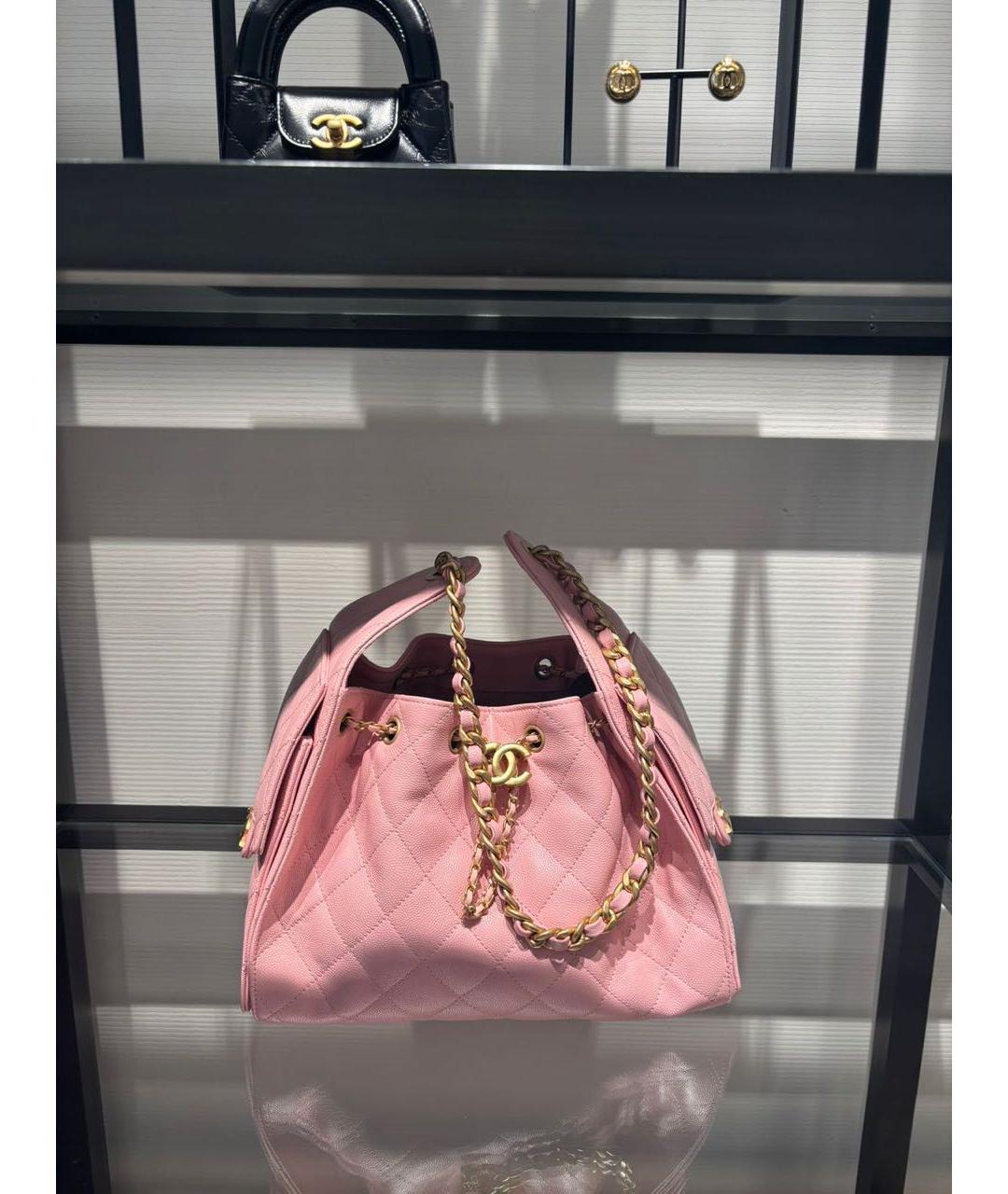 CHANEL Розовая кожаная сумка тоут, фото 4