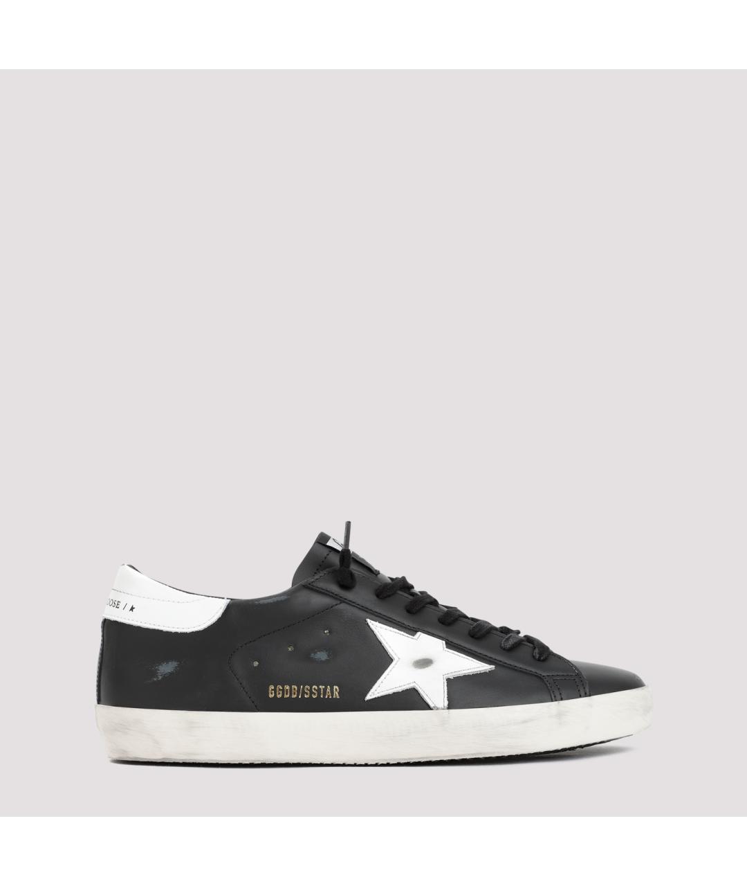 GOLDEN GOOSE DELUXE BRAND Черные кожаные низкие кроссовки / кеды, фото 2
