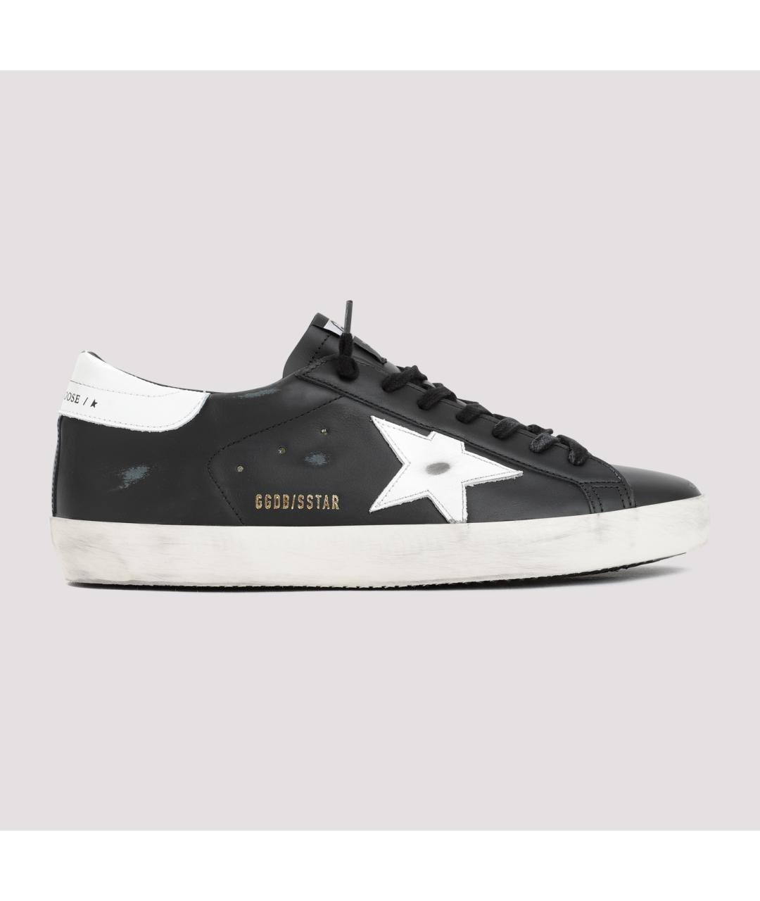 GOLDEN GOOSE DELUXE BRAND Черные кожаные низкие кроссовки / кеды, фото 3