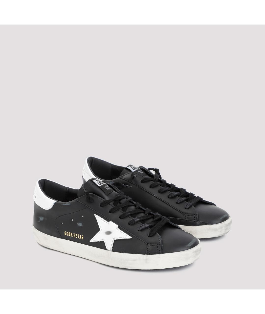GOLDEN GOOSE DELUXE BRAND Черные кожаные низкие кроссовки / кеды, фото 5