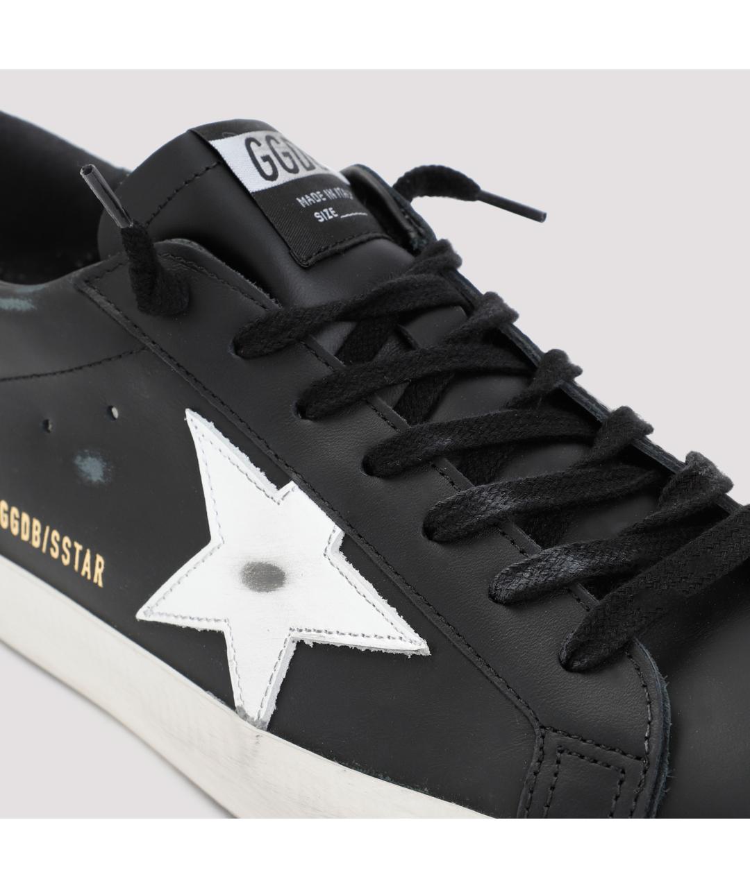 GOLDEN GOOSE DELUXE BRAND Черные кожаные низкие кроссовки / кеды, фото 6