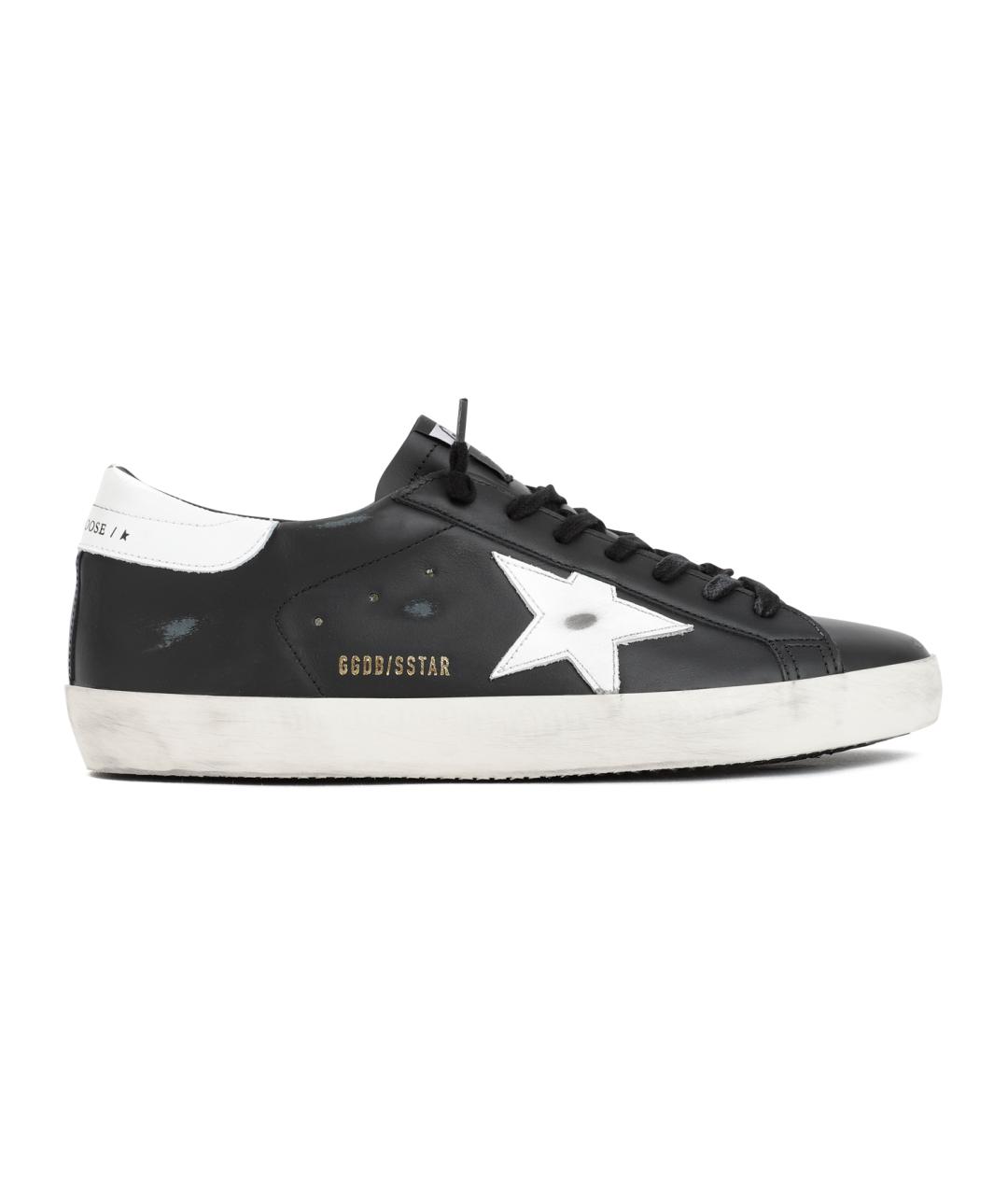 GOLDEN GOOSE DELUXE BRAND Черные кожаные низкие кроссовки / кеды, фото 1
