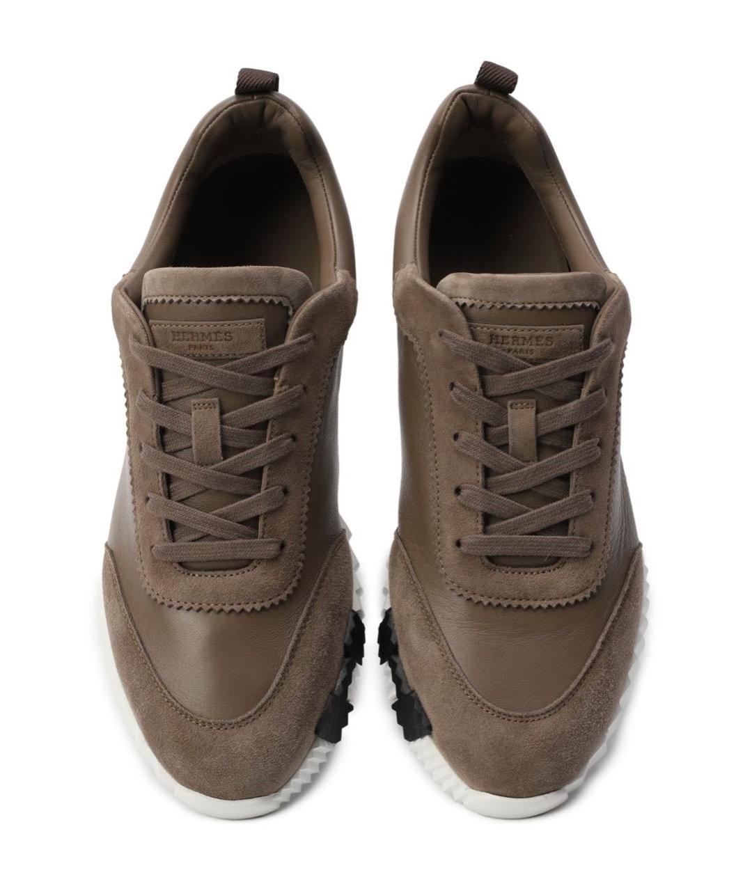 HERMES Коричневые замшевые низкие кроссовки / кеды, фото 4