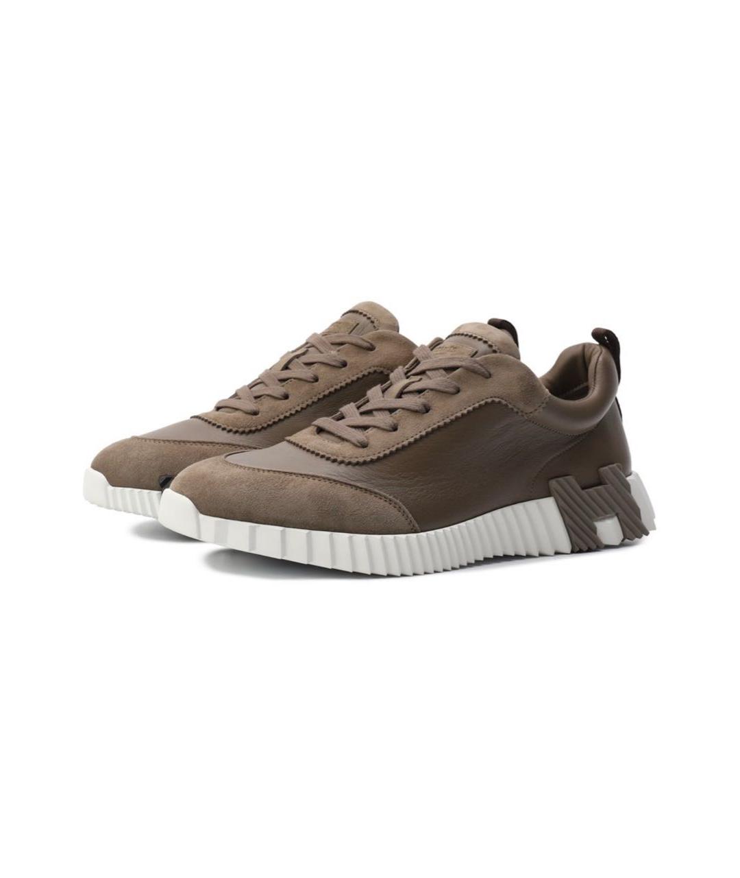 HERMES Коричневые замшевые низкие кроссовки / кеды, фото 2