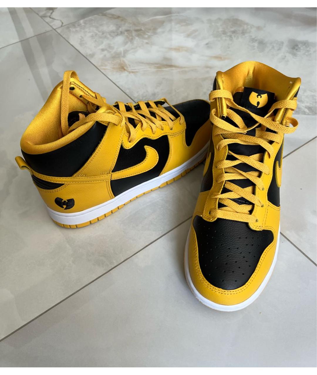 NIKE Черные кожаные высокие кроссовки / кеды, фото 3