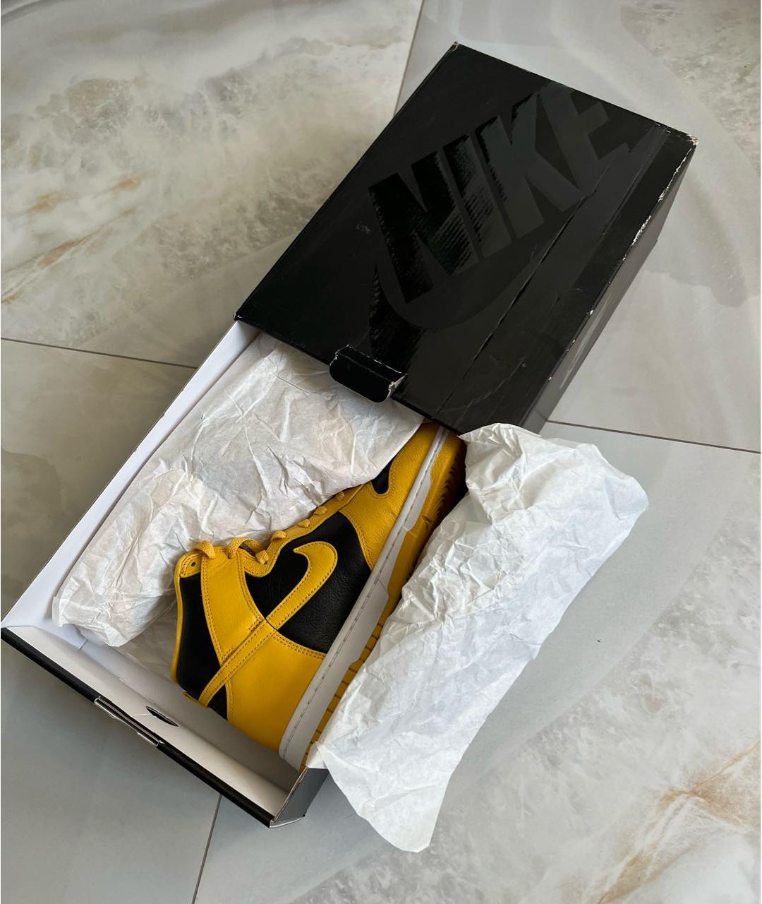 NIKE Черные кожаные высокие кроссовки / кеды, фото 7