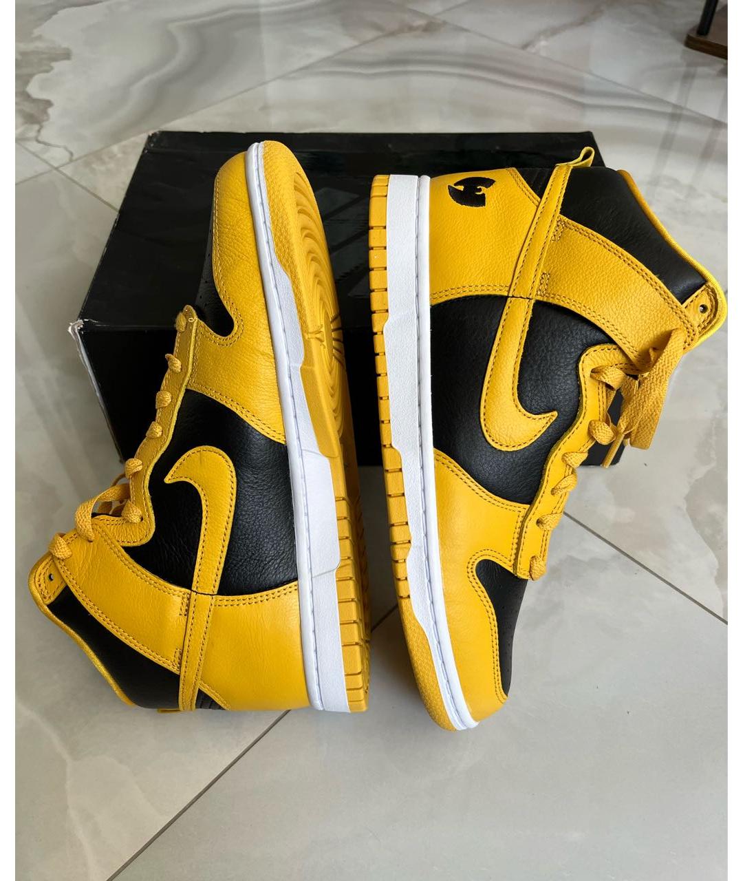 NIKE Черные кожаные высокие кроссовки / кеды, фото 2
