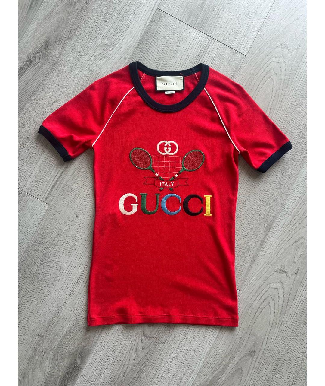 GUCCI Красная хлопковая майка, фото 5