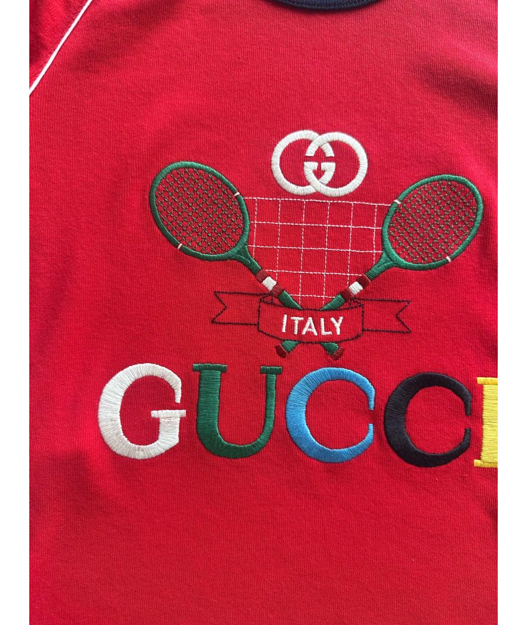 GUCCI Красная хлопковая майка, фото 4
