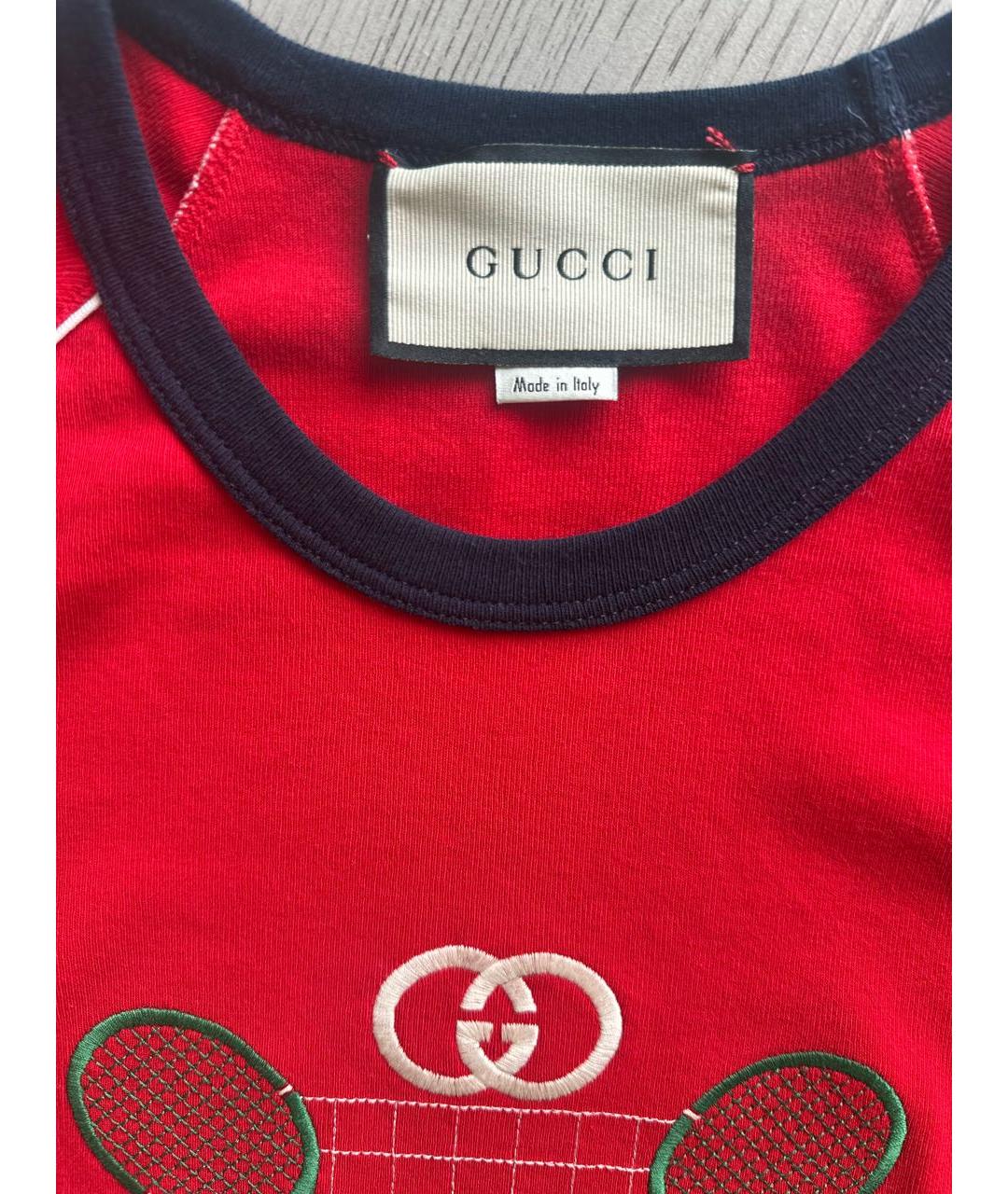 GUCCI Красная хлопковая майка, фото 3