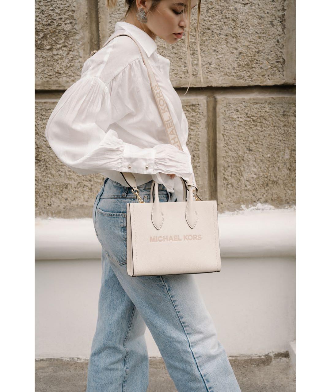 MICHAEL KORS Бежевая сумка тоут из искусственной кожи, фото 5