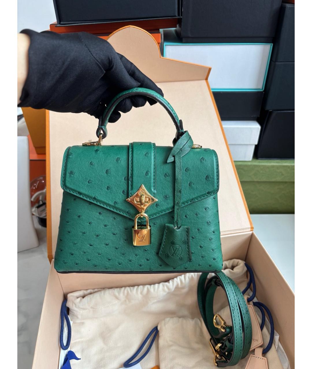 LOUIS VUITTON Зеленая кожаная сумка тоут, фото 2