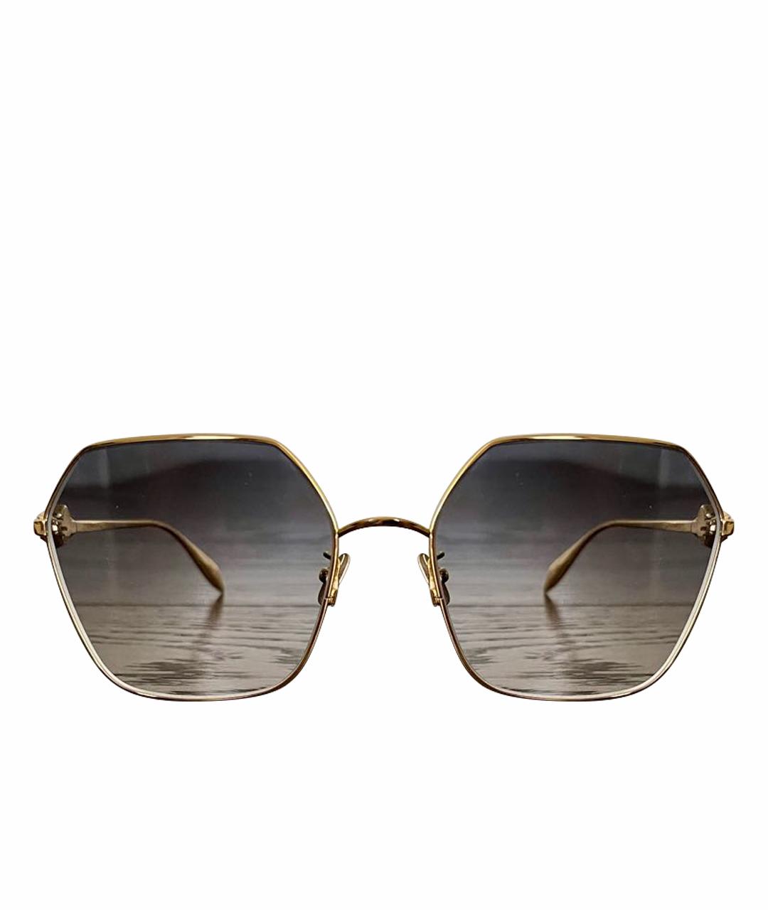 ALEXANDER MCQUEEN Золотые металлические солнцезащитные очки, фото 1