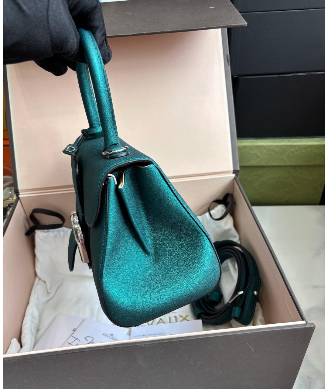 DELVAUX Зеленая кожаная сумка тоут, фото 4