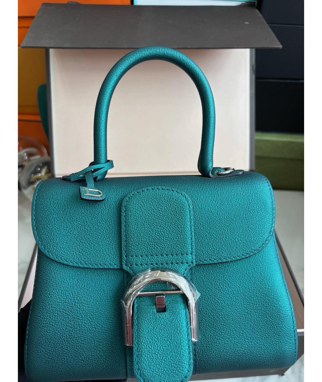 DELVAUX Зеленая кожаная сумка тоут, фото 6