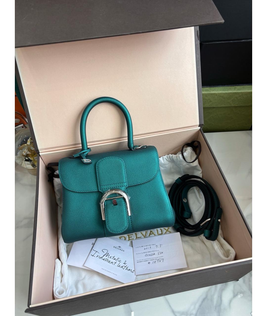 DELVAUX Зеленая кожаная сумка тоут, фото 10