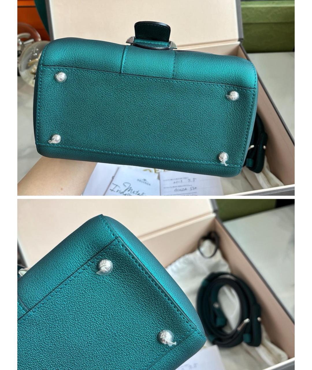 DELVAUX Зеленая кожаная сумка тоут, фото 7