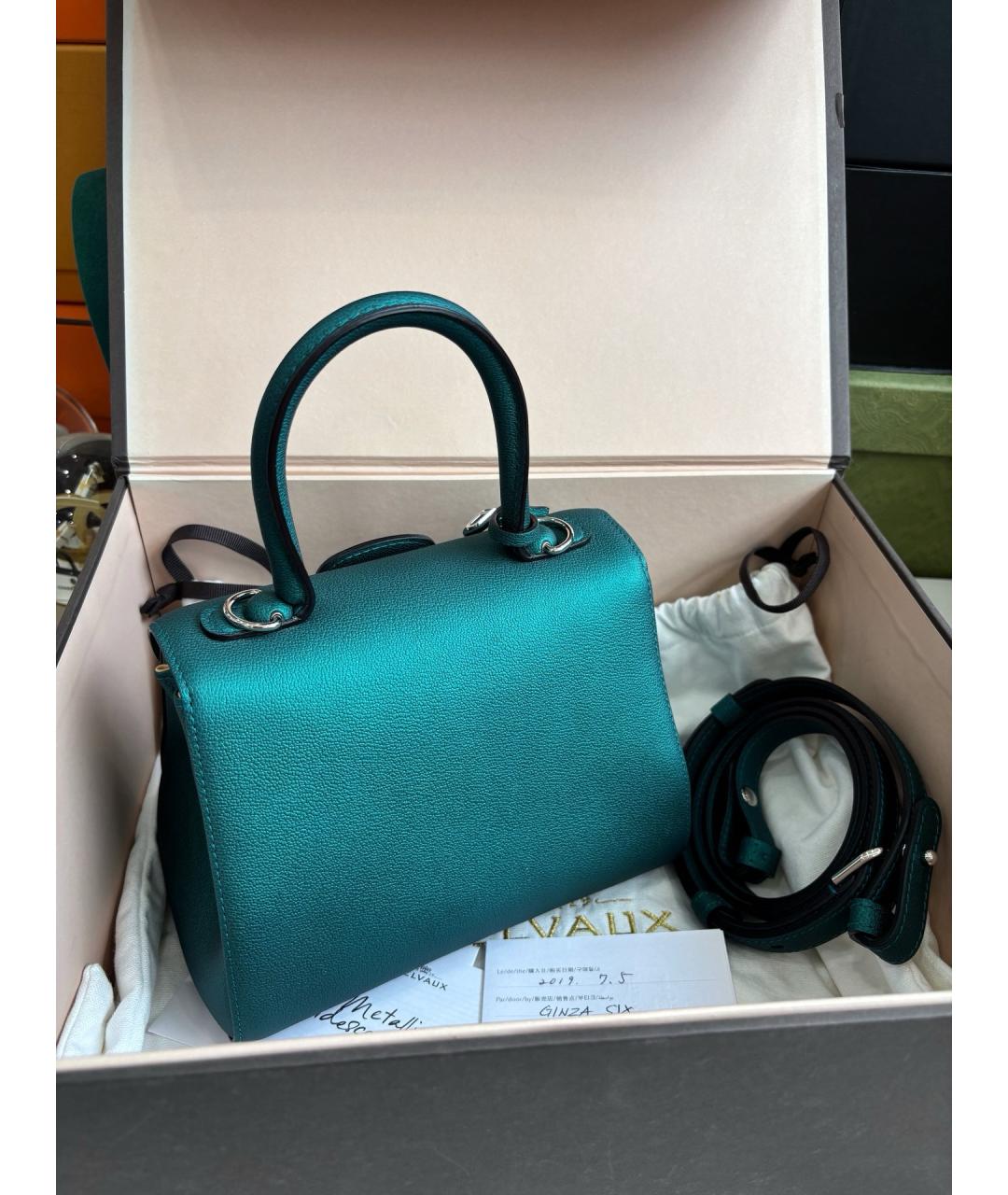 DELVAUX Зеленая кожаная сумка тоут, фото 3