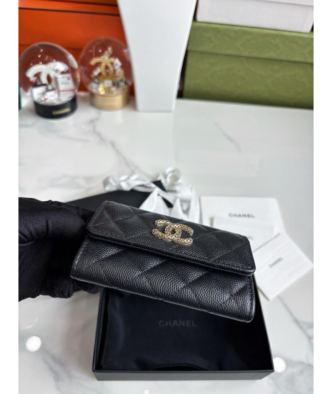 CHANEL Черный кожаный кошелек, фото 7