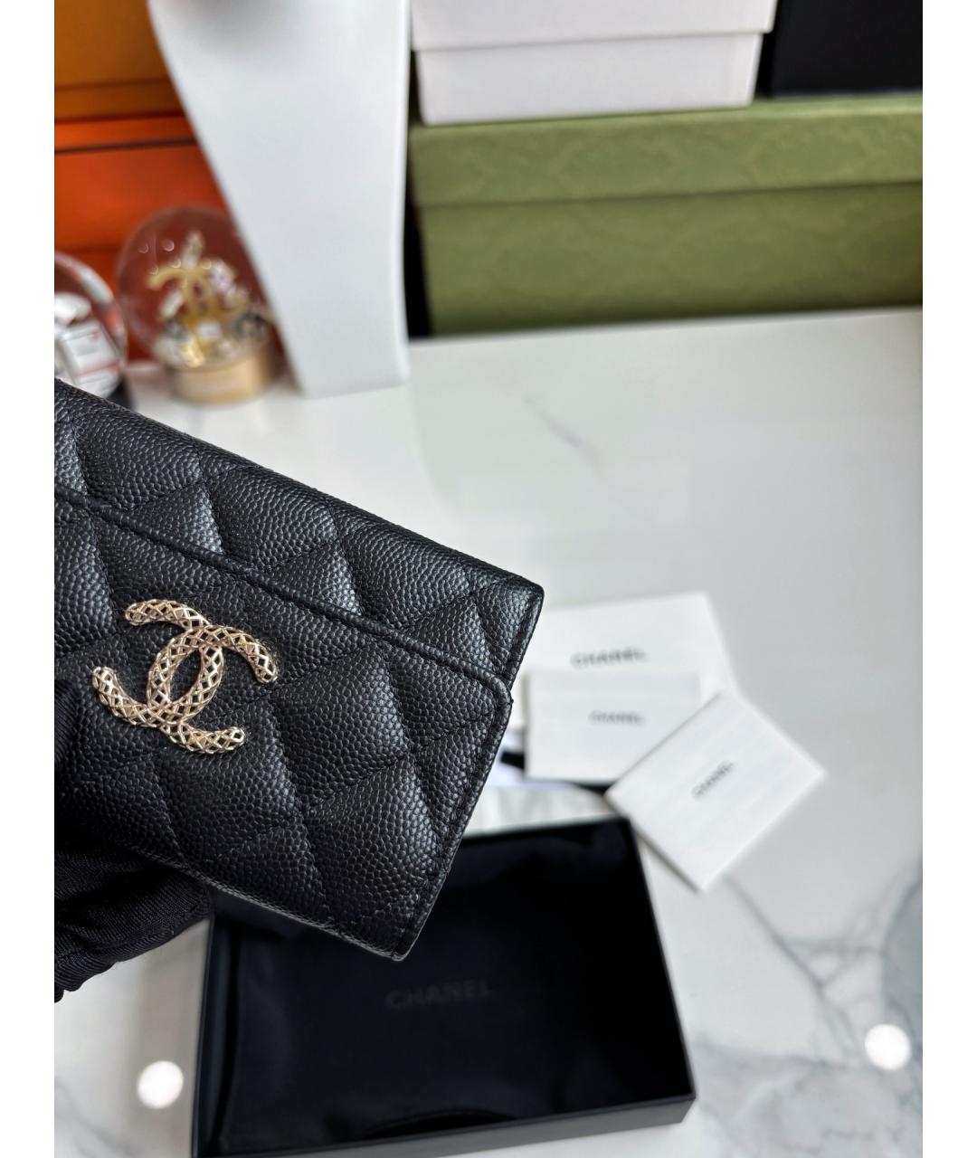 CHANEL Черный кожаный кошелек, фото 5