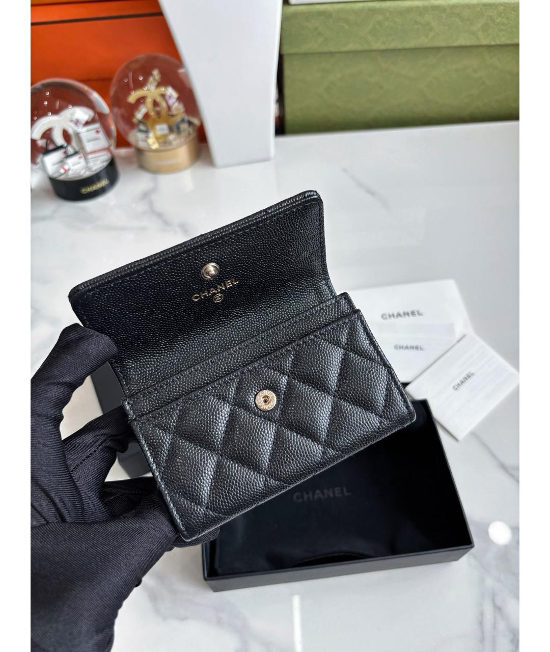 CHANEL Черный кожаный кошелек, фото 8