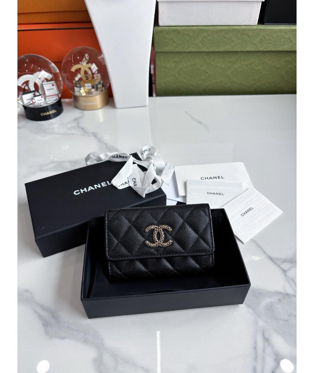 CHANEL Черный кожаный кошелек, фото 10