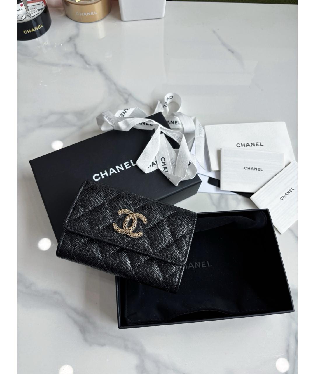 CHANEL Черный кожаный кошелек, фото 2