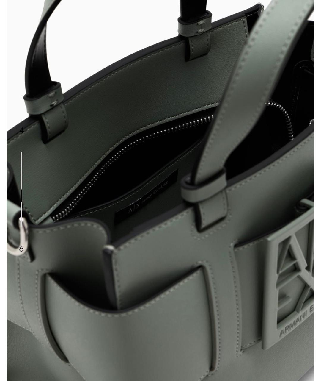 ARMANI EXCHANGE Антрацитовая сумка с короткими ручками из искусственной кожи, фото 4