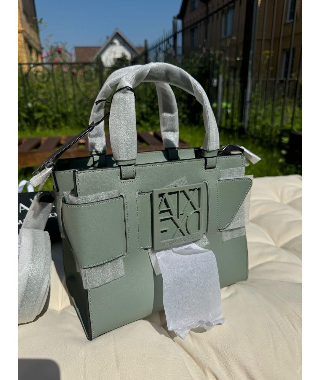 ARMANI EXCHANGE Антрацитовая сумка с короткими ручками из искусственной кожи, фото 6