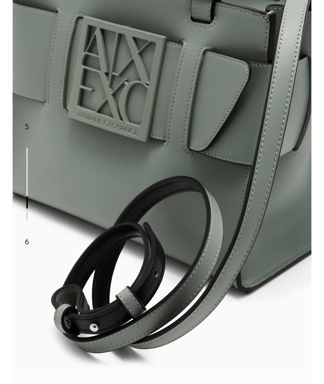 ARMANI EXCHANGE Антрацитовая сумка с короткими ручками из искусственной кожи, фото 5