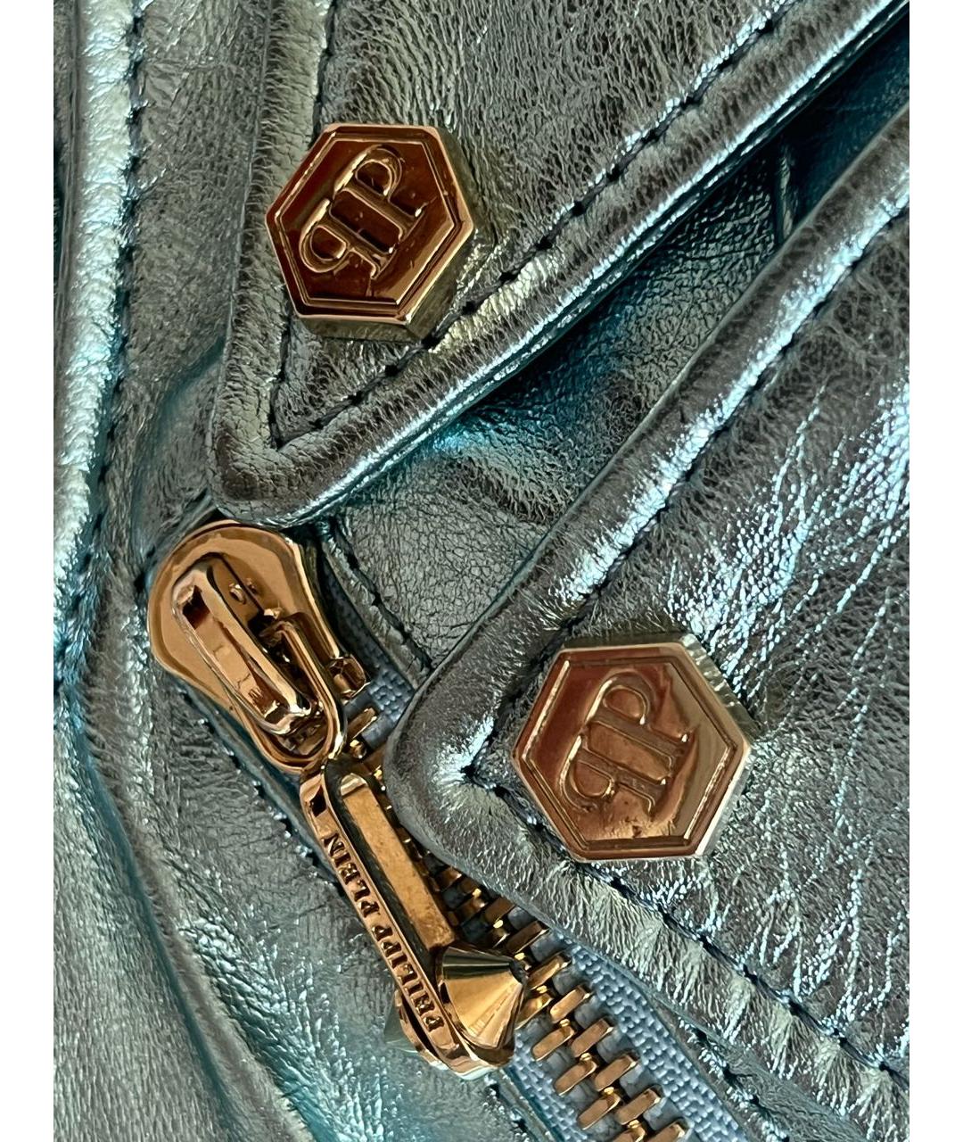 PHILIPP PLEIN Голубой кожаный жилет, фото 4