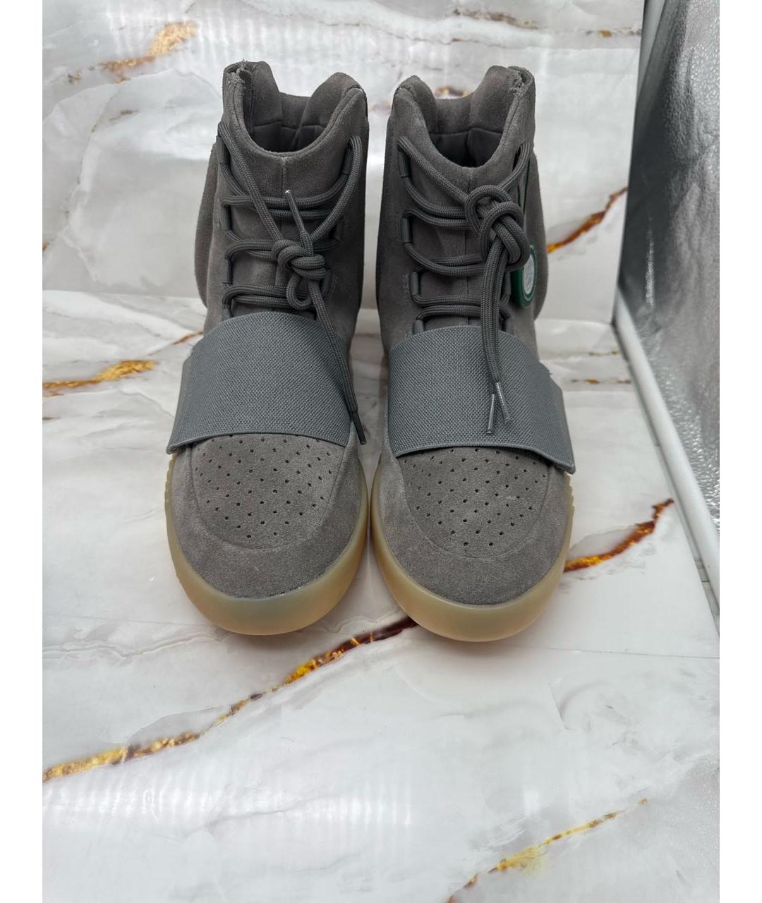 ADIDAS YEEZY Серые замшевые высокие кроссовки / кеды, фото 2
