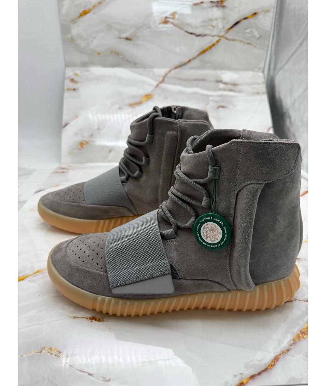 ADIDAS YEEZY Серые замшевые высокие кроссовки / кеды, фото 5