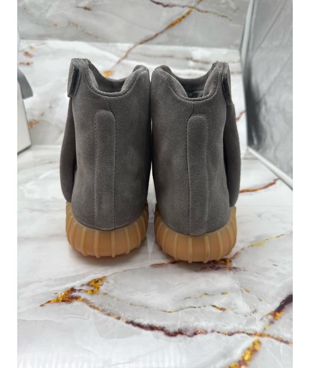ADIDAS YEEZY Серые замшевые высокие кроссовки / кеды, фото 4