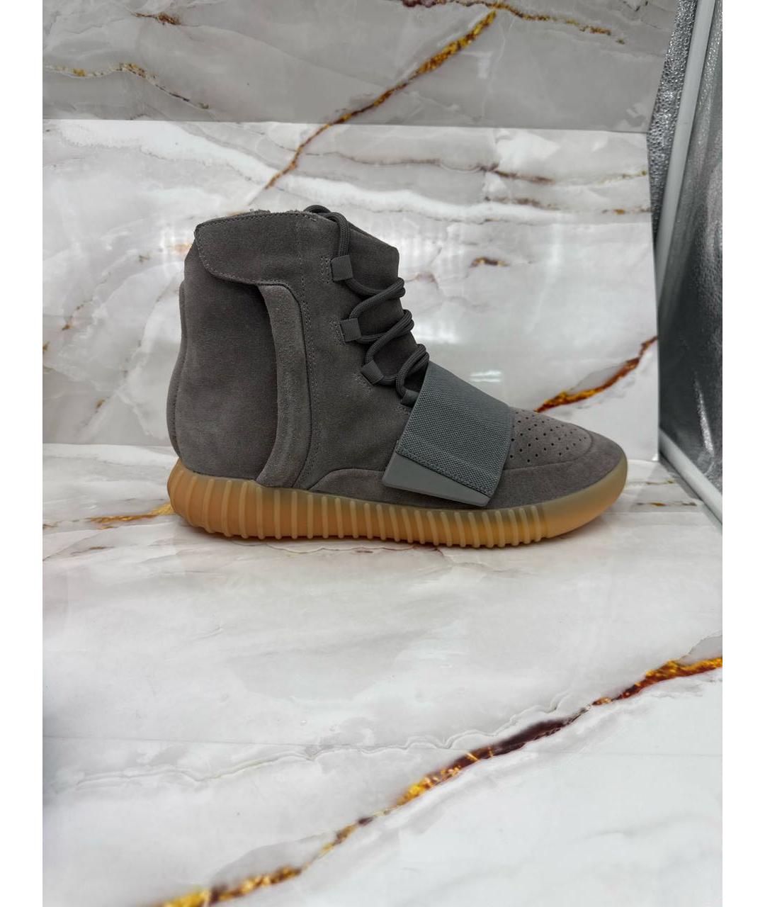 ADIDAS YEEZY Серые замшевые высокие кроссовки / кеды, фото 8