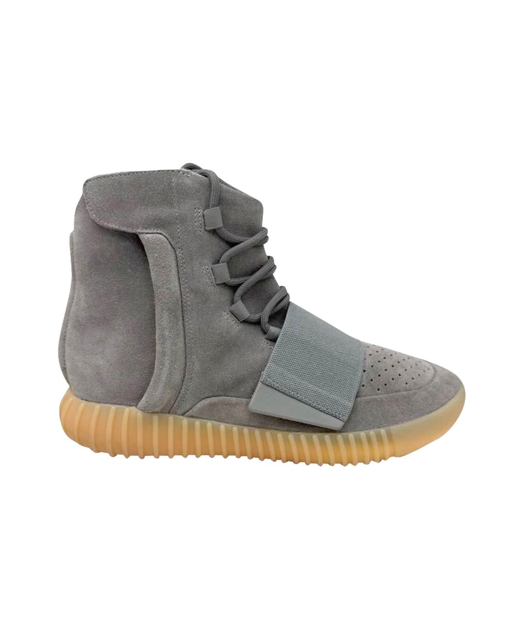 ADIDAS YEEZY Серые замшевые высокие кроссовки / кеды, фото 1