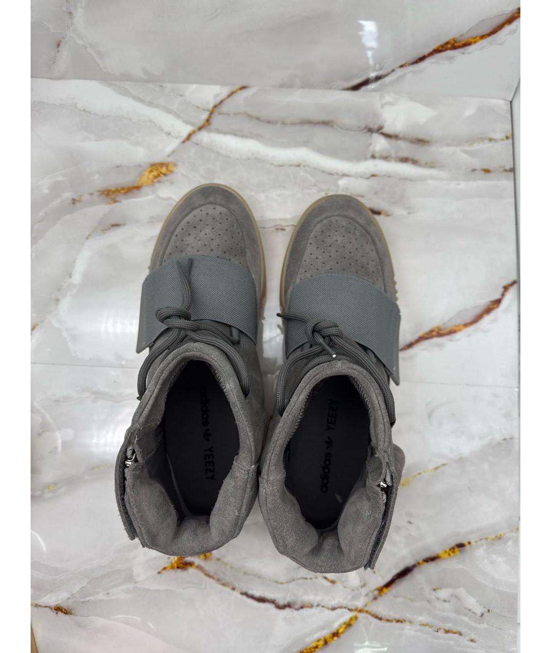 ADIDAS YEEZY Серые замшевые высокие кроссовки / кеды, фото 3