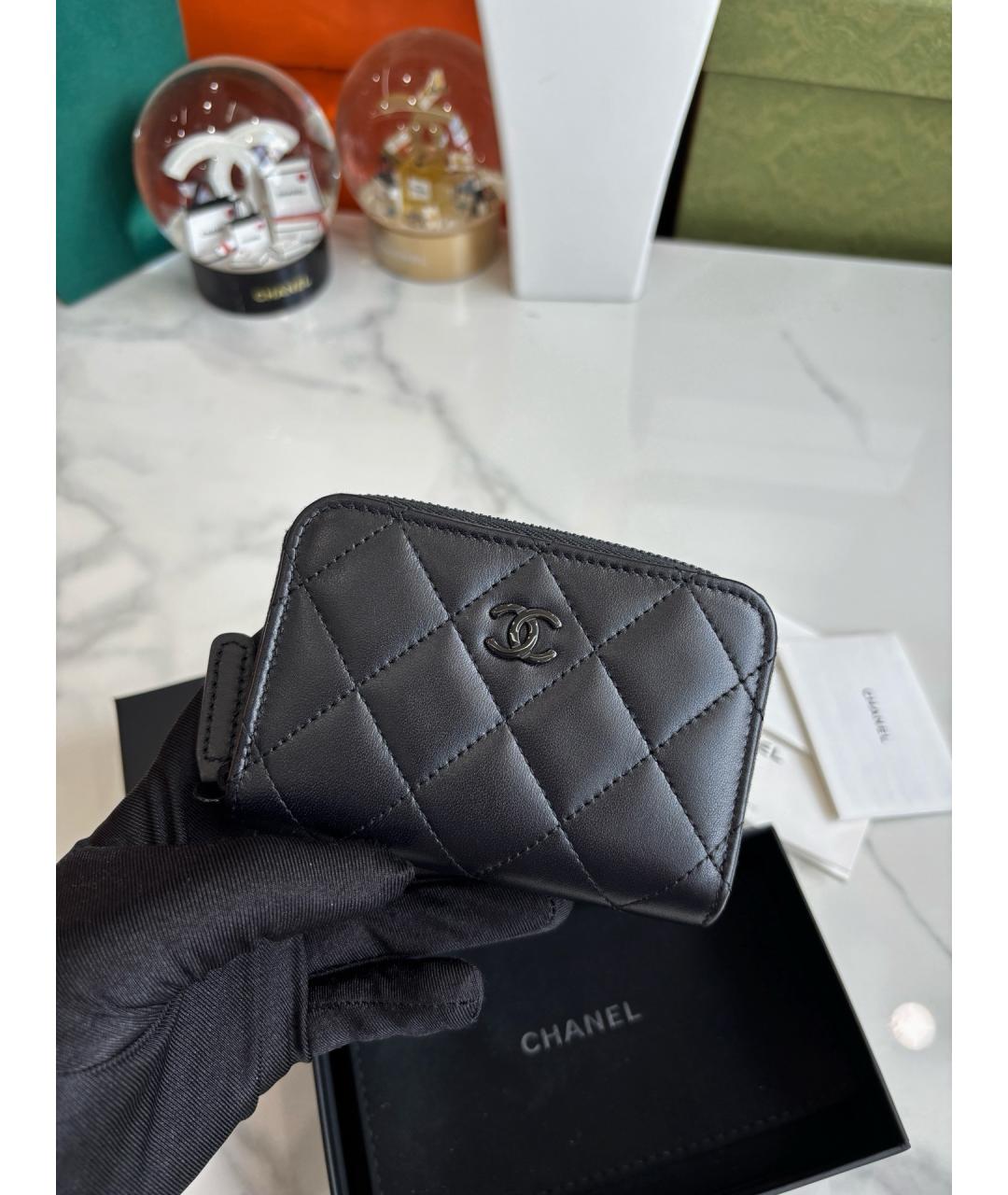 CHANEL Черный кожаный кардхолдер, фото 2