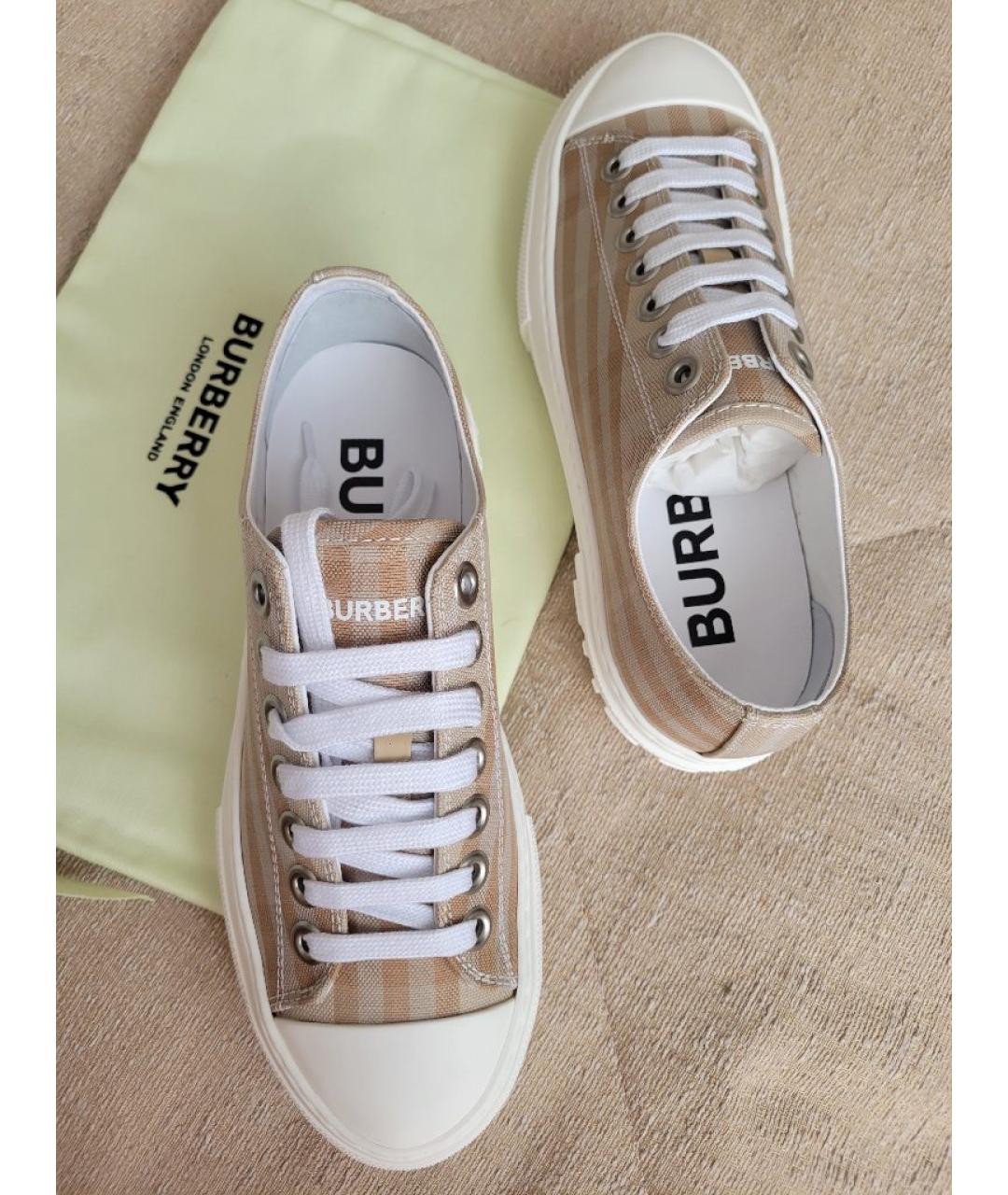 BURBERRY Бежевые текстильные кеды, фото 7