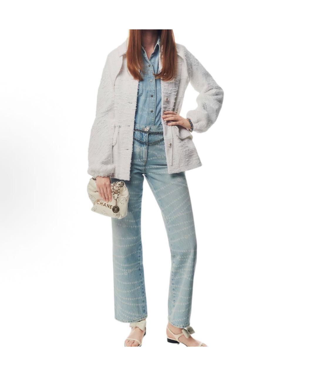 CHANEL Голубые хлопковые прямые джинсы, фото 3