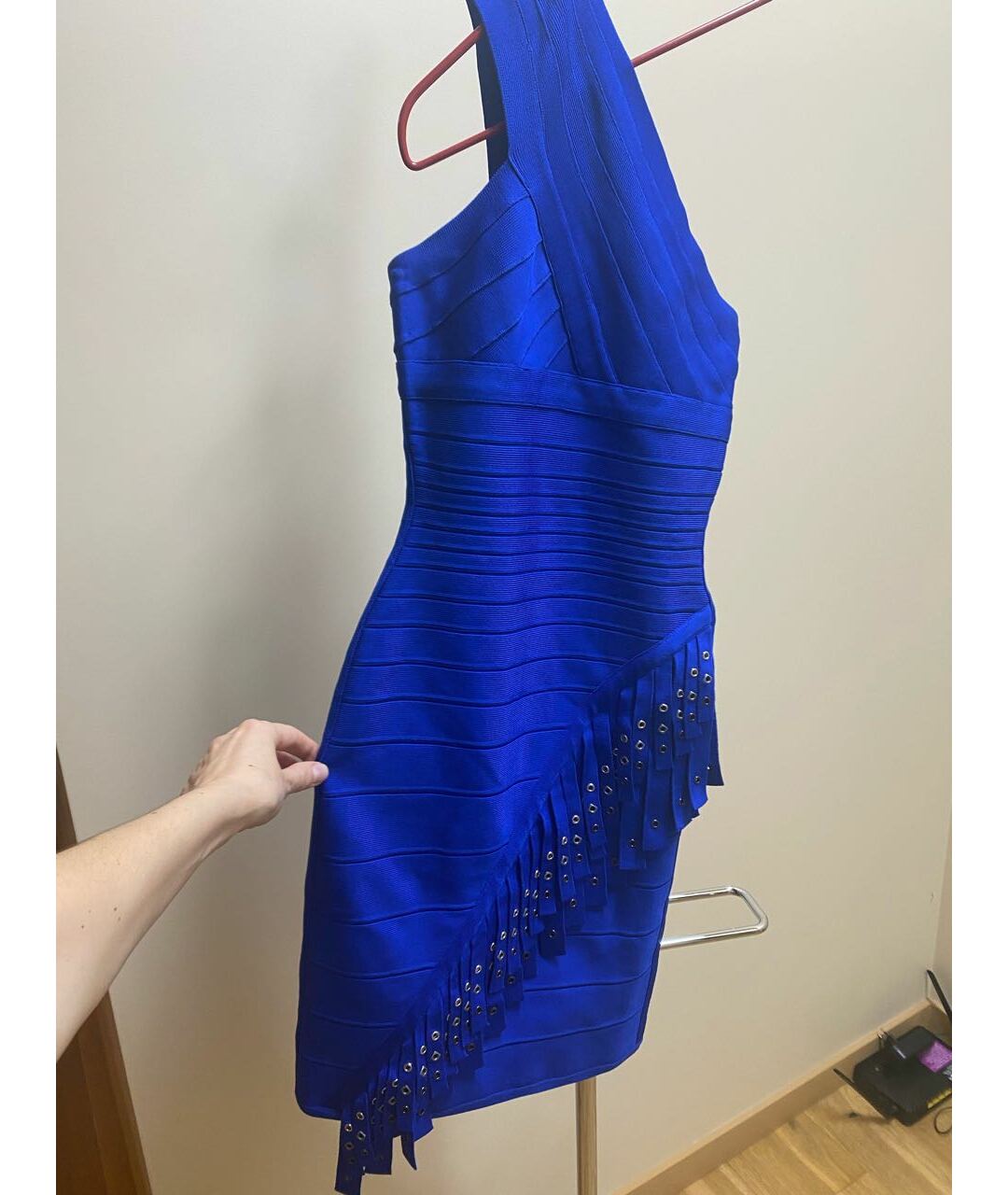 HERVE LEGER Синее полиэстеровое вечернее платье, фото 5