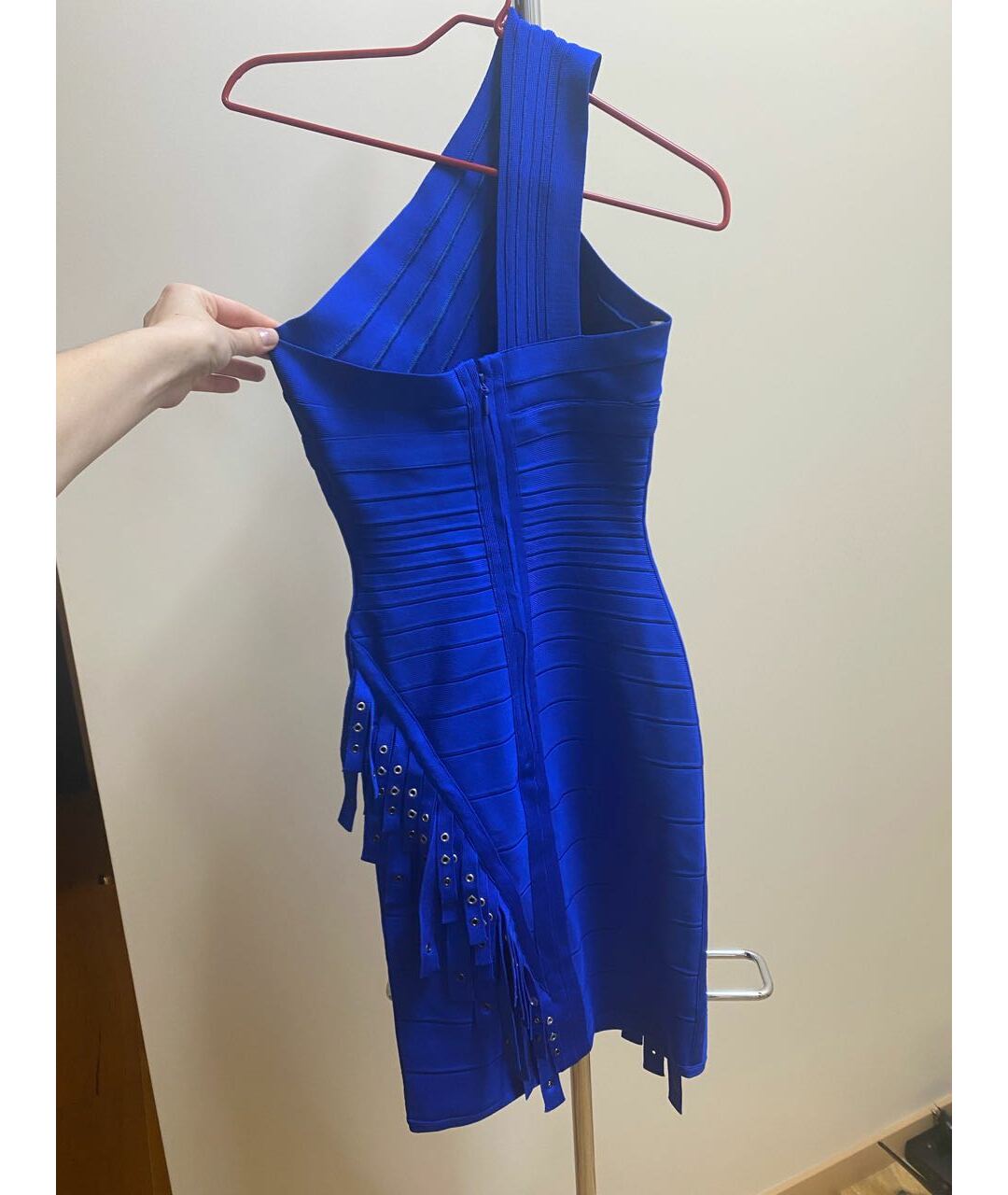 HERVE LEGER Синее полиэстеровое вечернее платье, фото 2