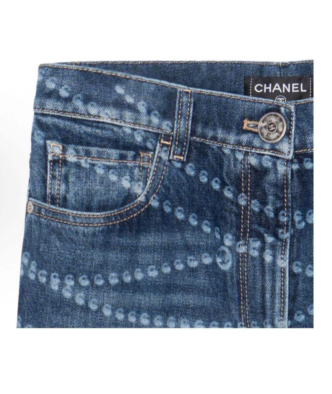 CHANEL Темно-синие хлопковые прямые джинсы, фото 4