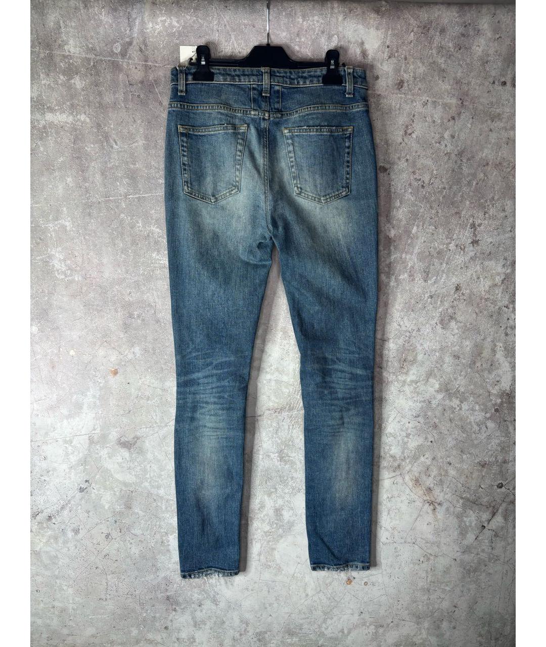 SAINT LAURENT Голубые хлопко-эластановые джинсы слим, фото 2