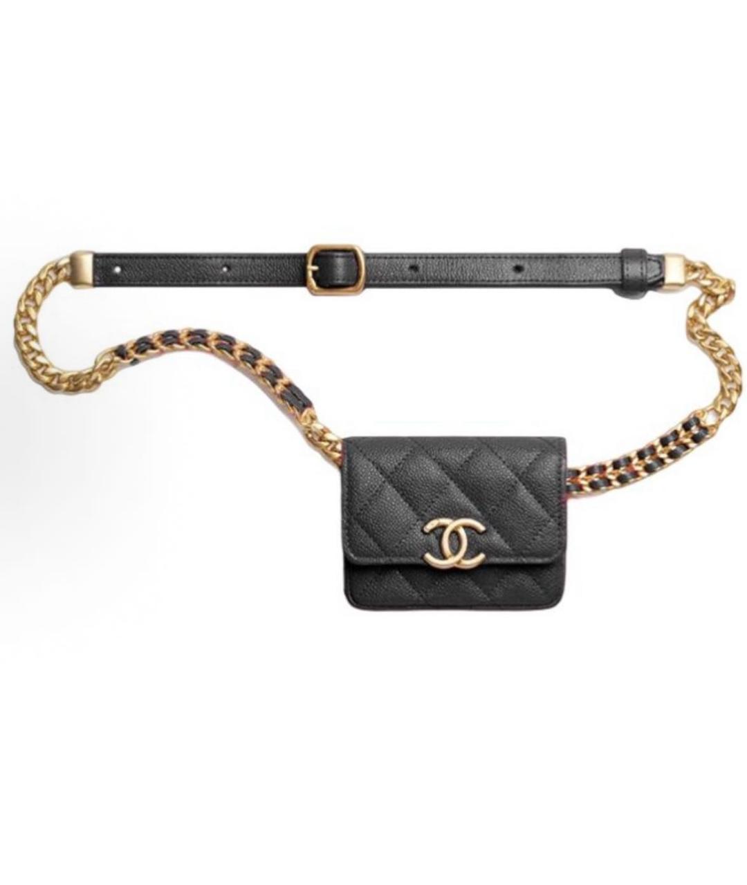 CHANEL Черная кожаная поясная сумка, фото 6