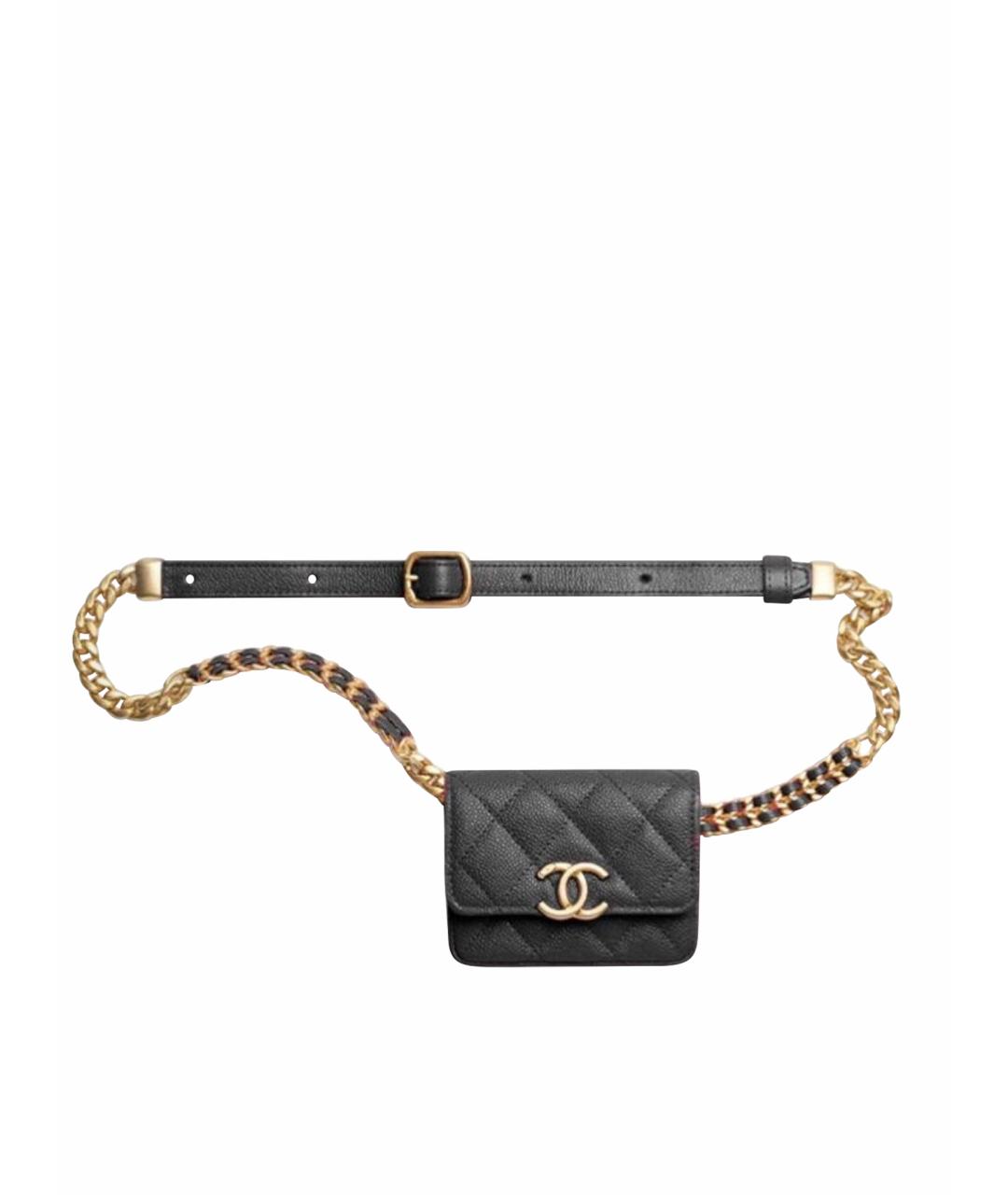 CHANEL Черная кожаная поясная сумка, фото 1