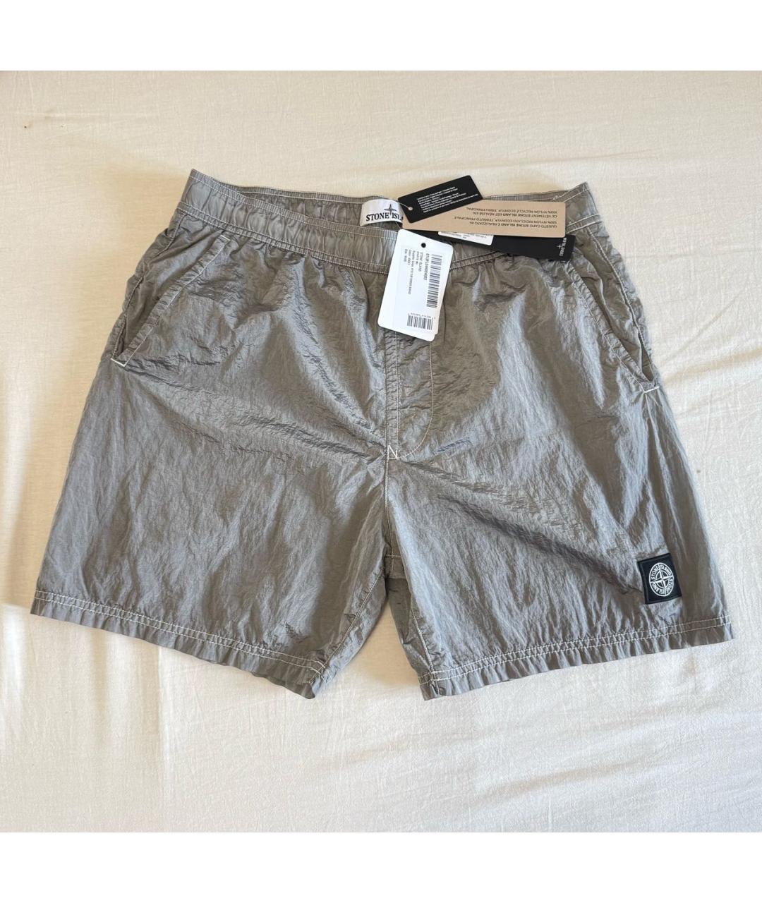 STONE ISLAND Серые полиэстеровые шорты, фото 2