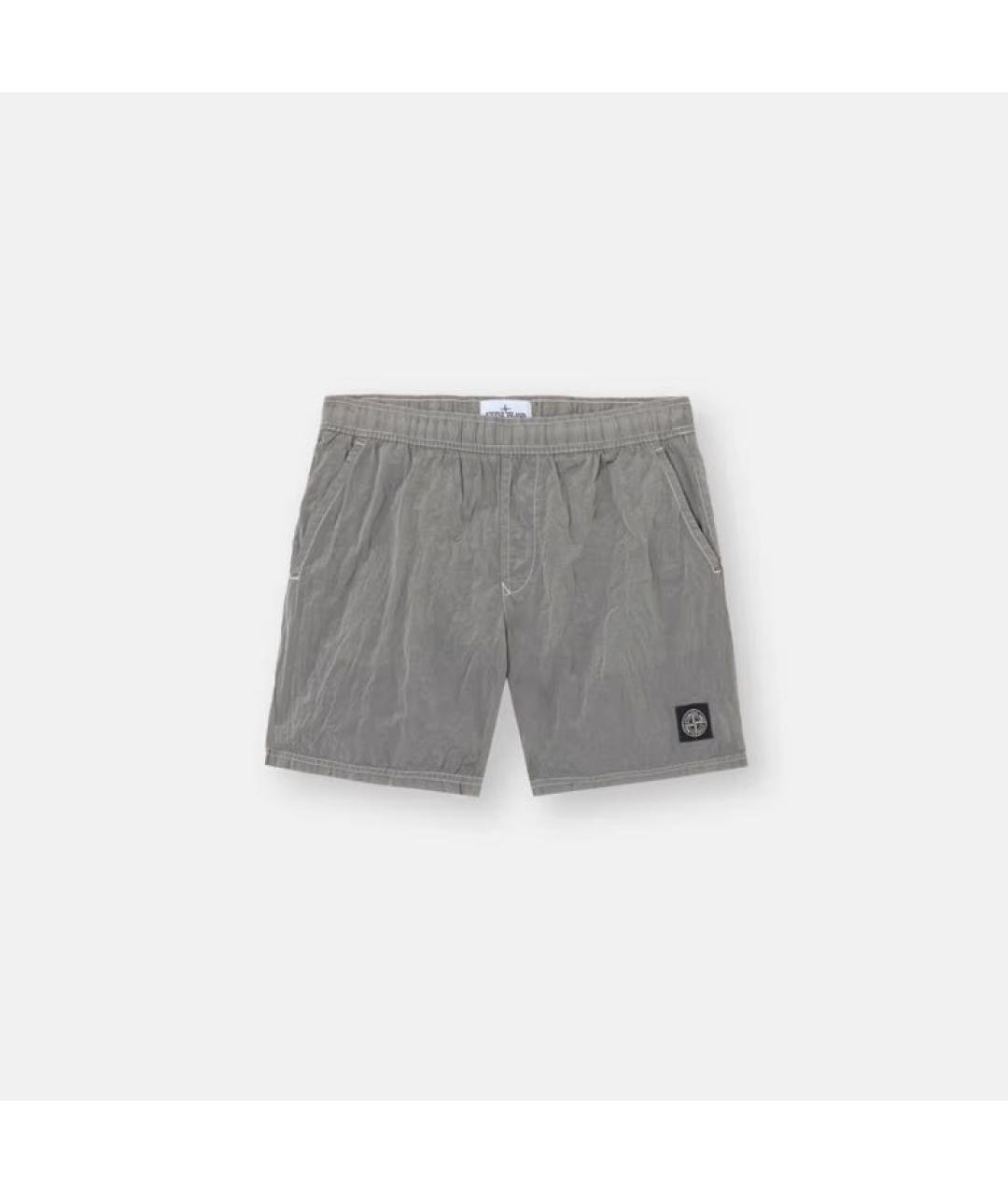 STONE ISLAND Серые полиэстеровые шорты, фото 5