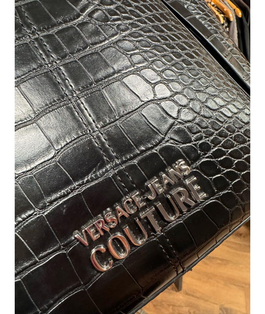 VERSACE JEANS COUTURE Черная сумка тоут из искусственной кожи, фото 3