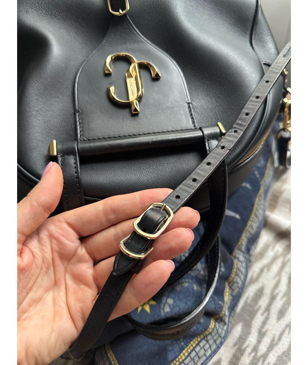 JIMMY CHOO Черная кожаная сумка тоут, фото 8